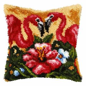 Flamingoes Latch Hook Cushion Front Kit. Orchidea, 40x40cm Print