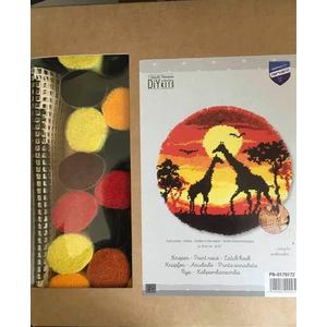 Giraffes In The Sunset Latch Hook Kit 55cm diameter
