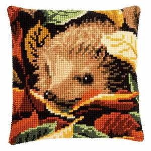 Hedgehog In Leaves Chunky Cross Stitch Cushion Front Kit