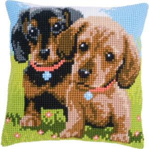 Dachshunds Sausage Dog Chunky Cross Stitch Cushion Front Kit 40x