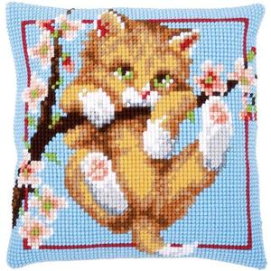 Kitten In Tree Chunky Cross Stitch Cushion Front Kit