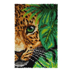 Peeking Leopard Latch Hook Rug Making Kit. Orchidea, 50x74cm