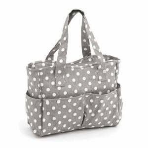 Vinyl Knitting Bag Craft Storage Bag - Grey Spot