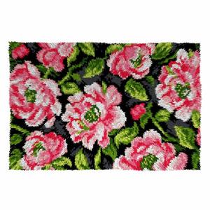 Pink Roses Latch Hook Rug Making Kit. Orchidea, 50x74cm