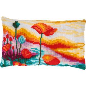 Poppy Landscape Chunky Cross Stitch Cushion Front Kit 50x30cm