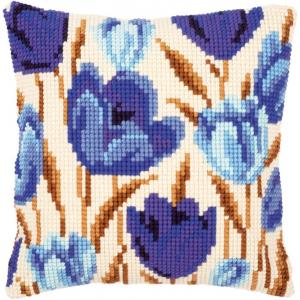 Blue Tulips Printed Chunky Cross Stitch Kit Vervaco