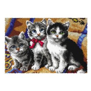 Three Kittens Latch Hook Rug Making Kit. Orchidea, 50x74cm Pr