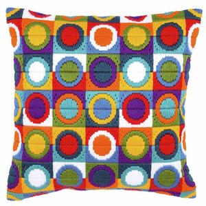 Bright Circles Longstitch chunky cross stitch cushion front kit