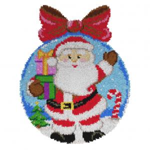 Father Christmas Bauble Printed Latch Hook Kit 50x54cm Round